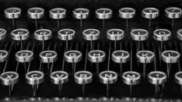 Closeup of typewriter keys.