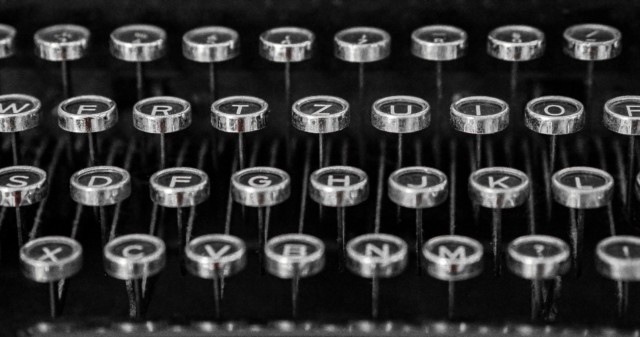 Closeup of typewriter keys.